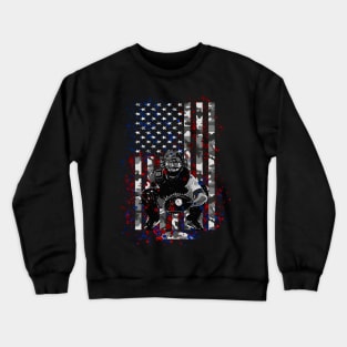 Vintage Retro American Flag Red White Camo Baseball Catcher Art Crewneck Sweatshirt